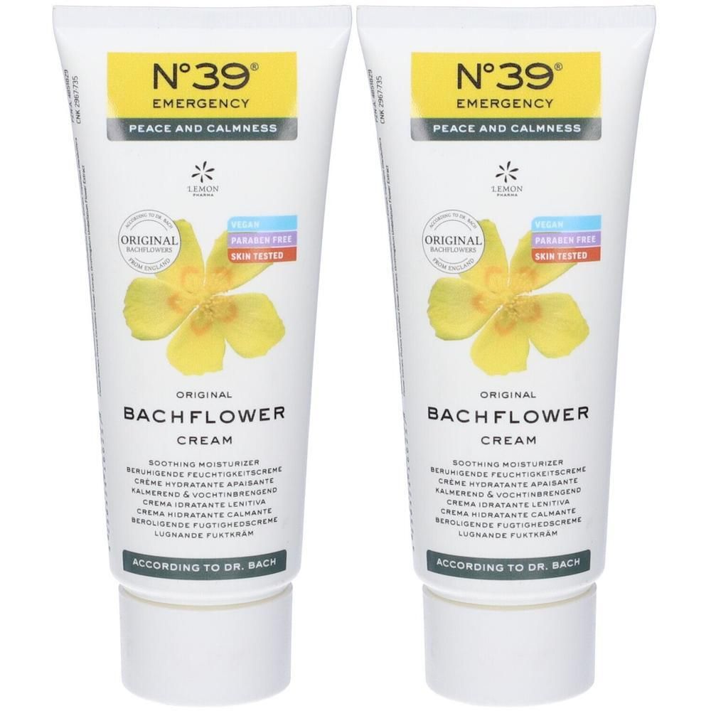 Due tubi di crema di emergenza N°39 Original Bach Flower con fiore giallo.