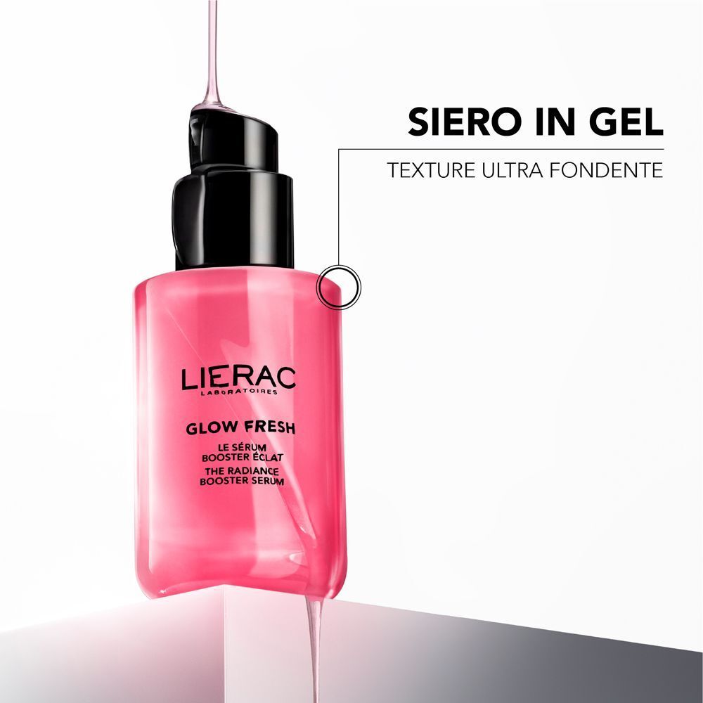 Flacone Lierac Glow Fresh con texture gel che cola.