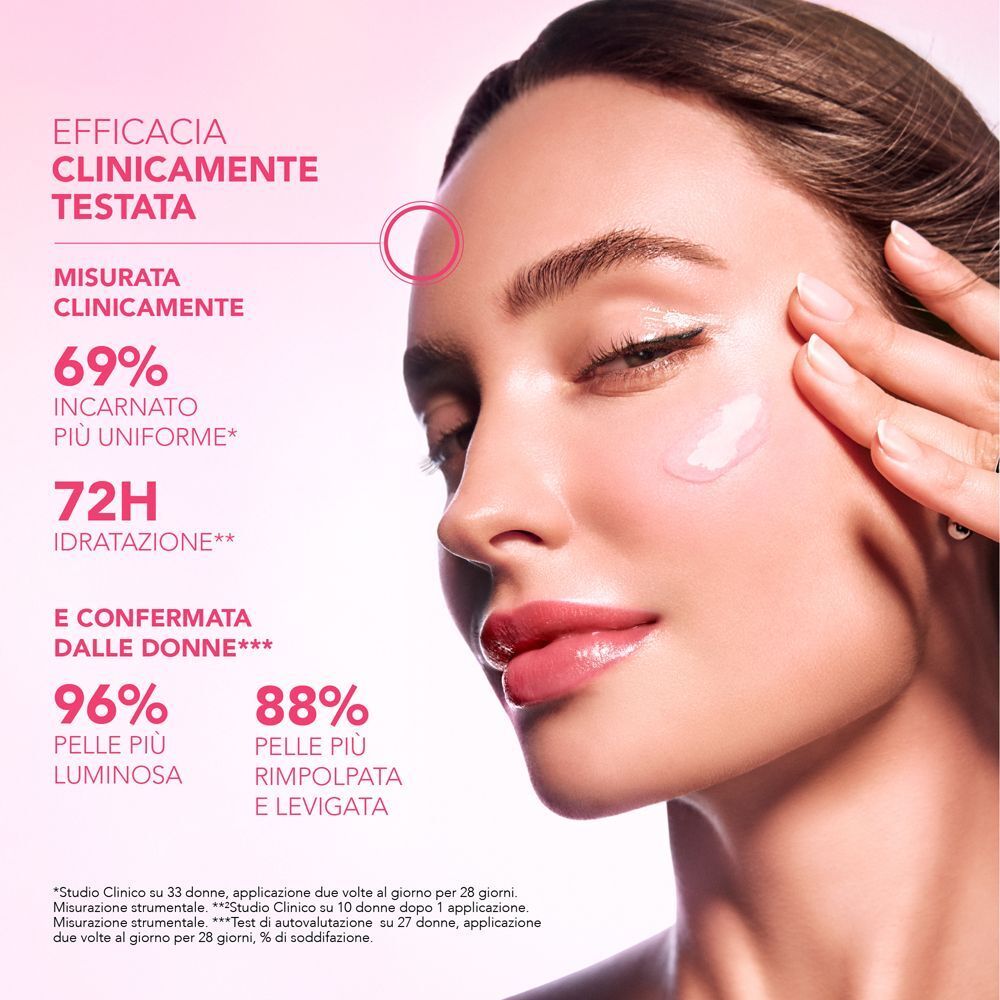 Donna con pelle liscia, risultati di test clinici per Lierac Glow Fresh.