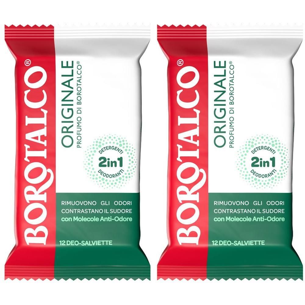 Borotalco® - Deo-Salviette Originale 2in1 detergenti e deodoranti arricchite con molecole anti-odore