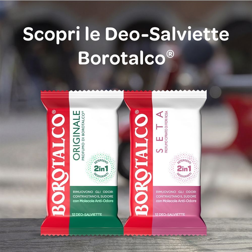 Borotalco® - Deo-Salviette Originale 2in1 detergenti e deodoranti arricchite con molecole anti-odore