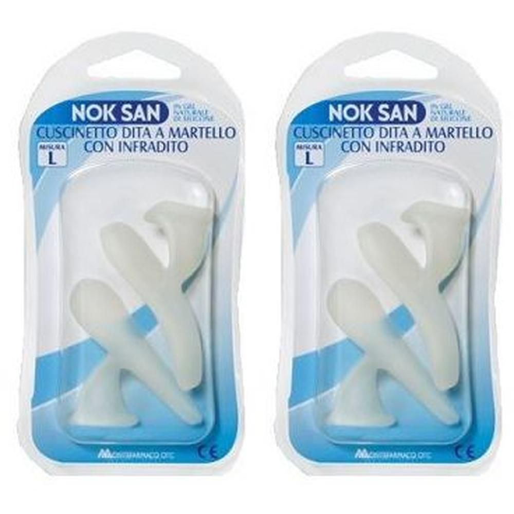 Due cuscinetti per dita a martello in silicone, taglia L, confezionati.