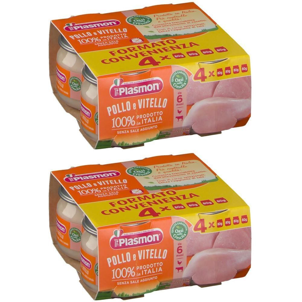 Plasmon Omogeneizzato Pollo e Vitello per Bambini 4 x 80 g