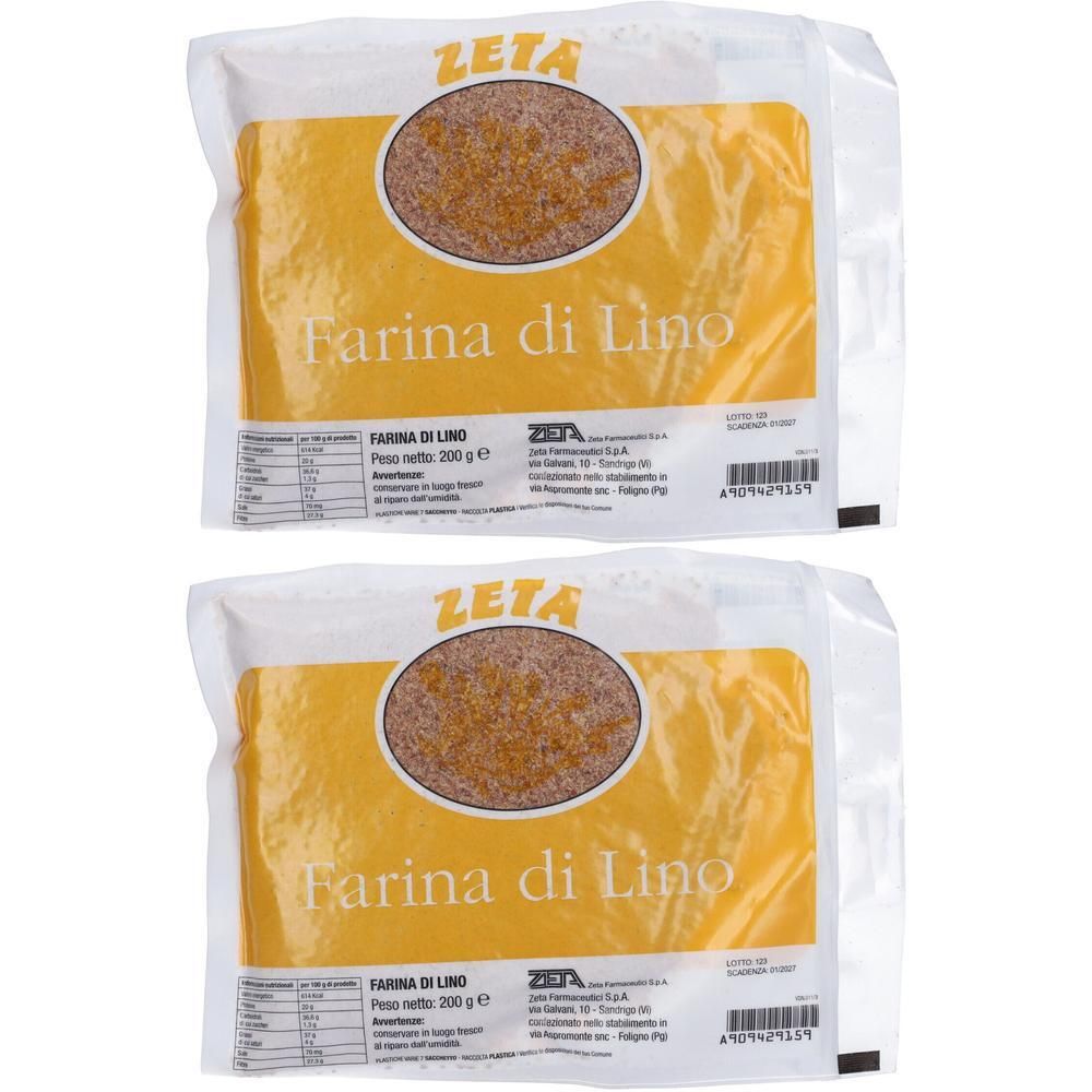 Due confezioni di Farina di Lino Zeta, 200g ciascuna.