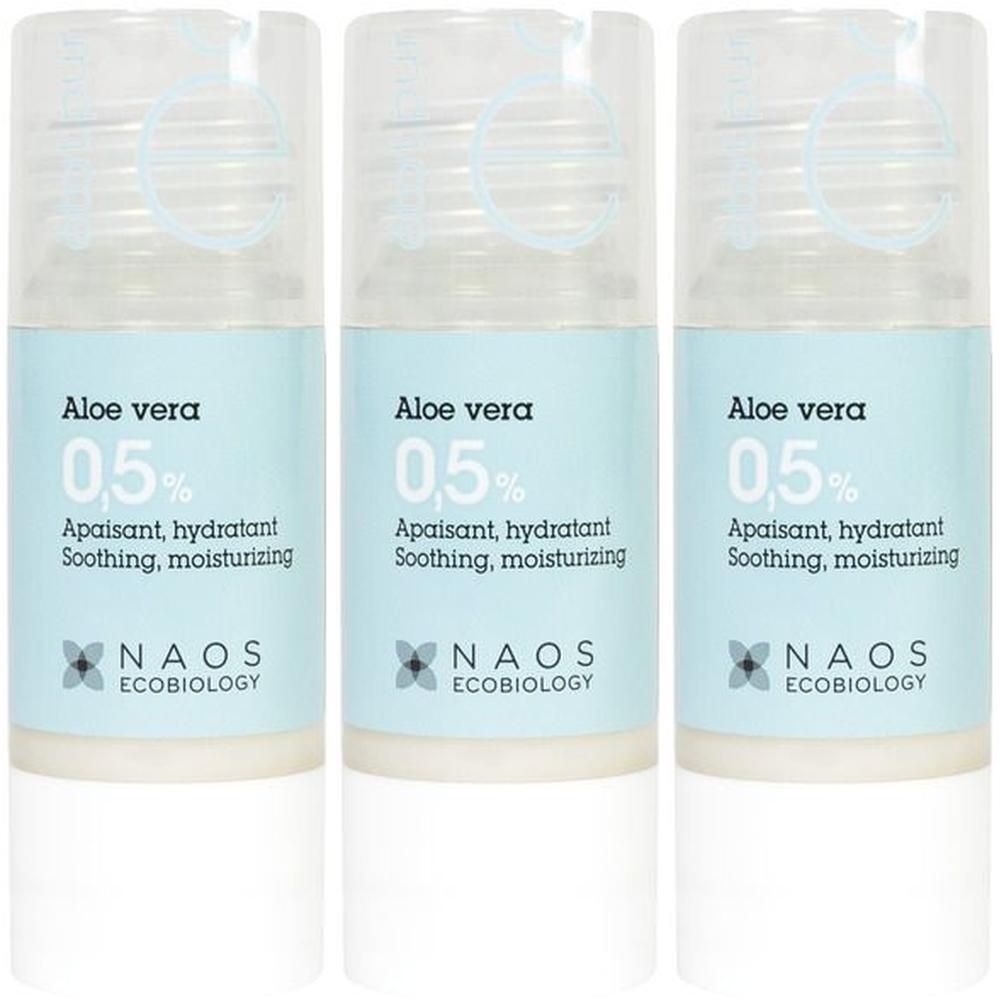 Tre flaconi Aloe Vera 0,5% lenitivo, idratante. NAOS ECOBIOLOGY.