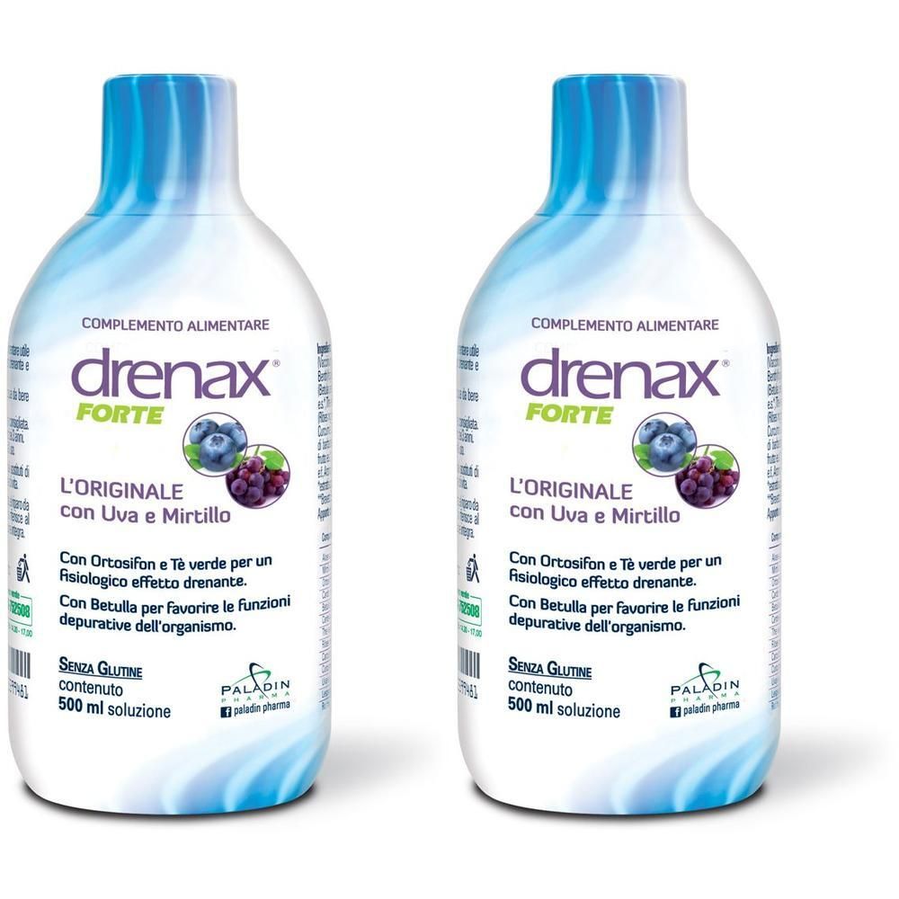 Due flaconi di Drenax Forte all'originale con uva e mirtillo. Integratore alimentare.
