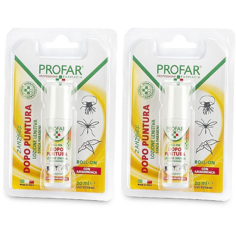 Due lozioni roll-on per il sollievo post-puntura Profar.
