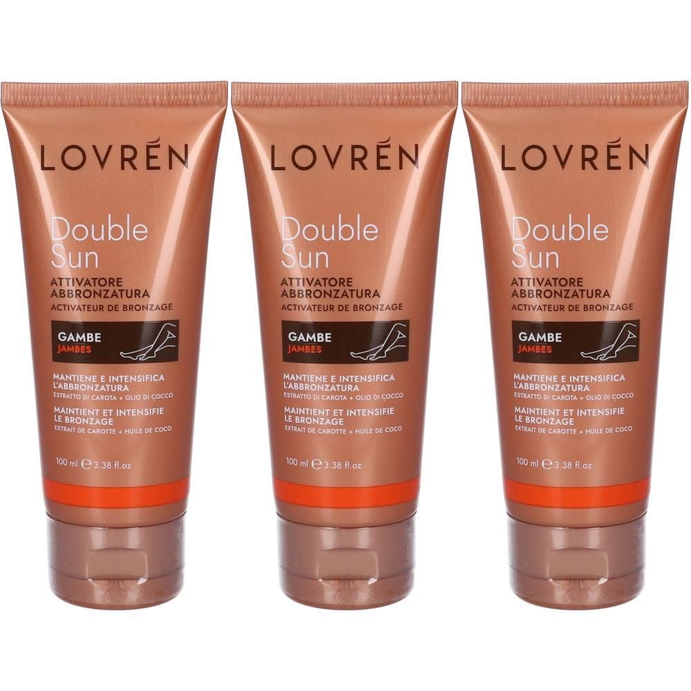 Tre tubi di Lovren Double Sun Attivatore abbronzatura gambe. 100ml.