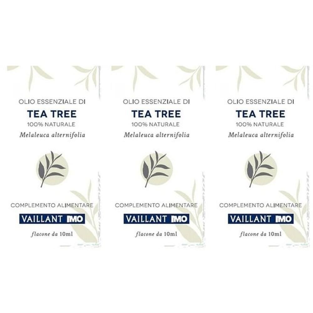 Tre confezioni di Olio Essenziale Tea Tree Vaillant, flacone da 10ml, 100% naturale.