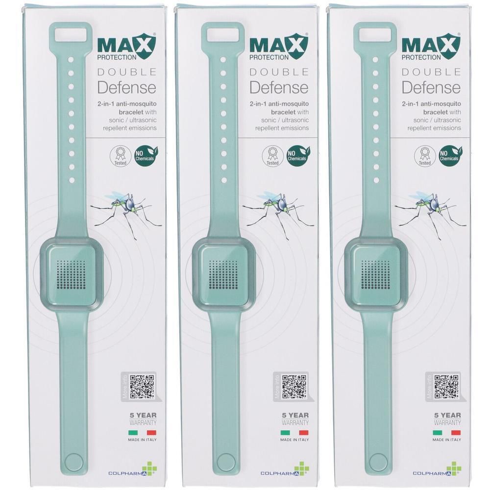 Due braccialetti antizanzare verde menta, 2-in-1, con emissioni ultrasoniche.