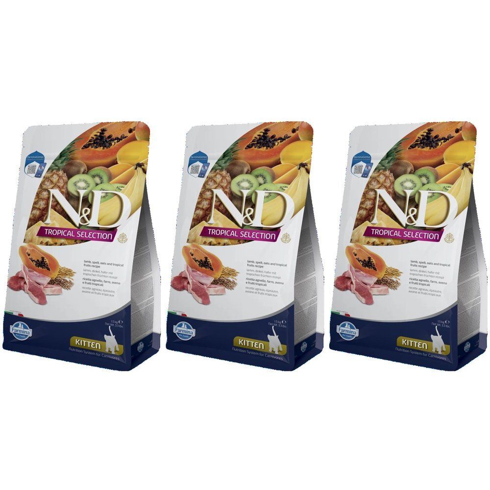 Due confezioni di cibo secco N&D Tropical Selection Kitten.