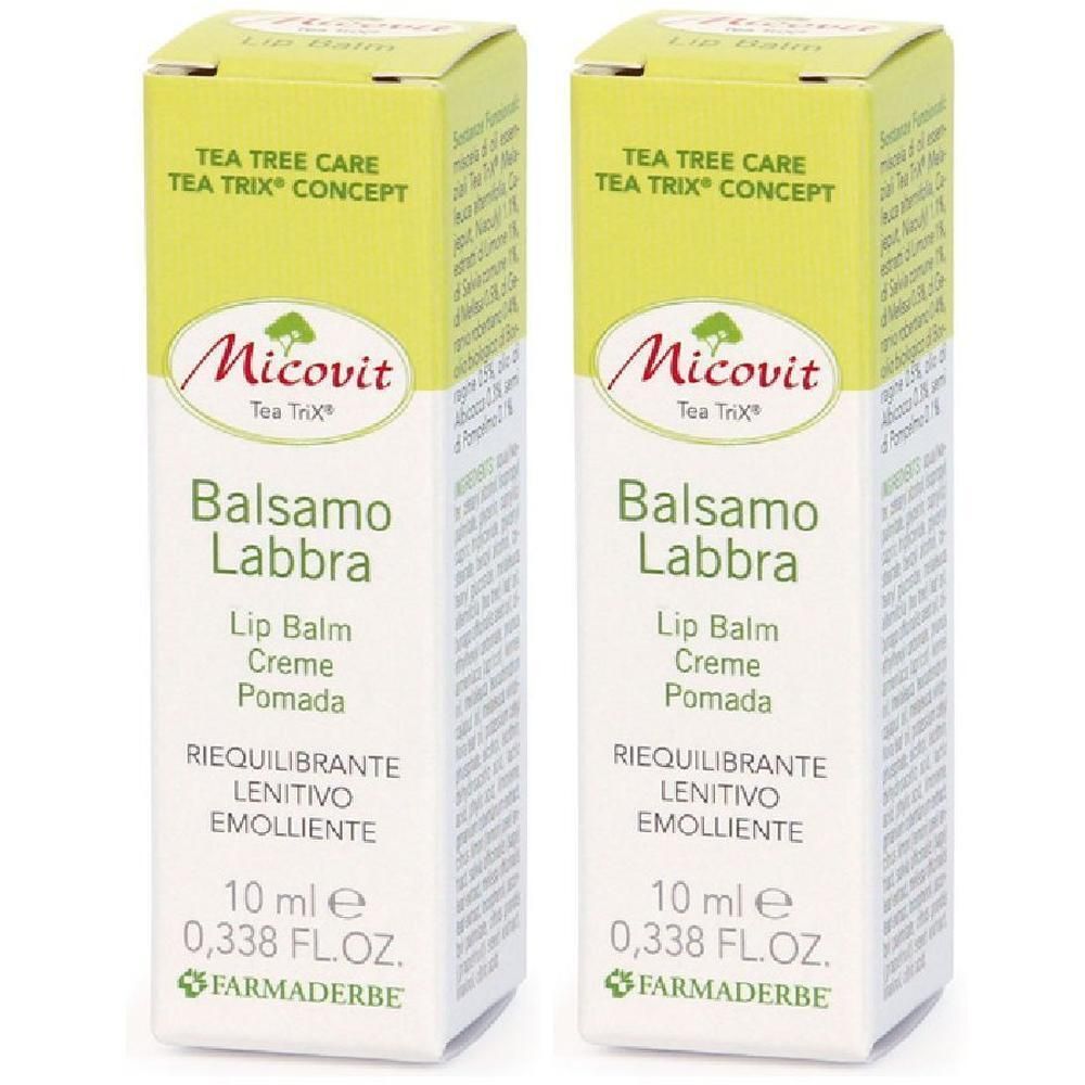 Due confezioni di balsamo labbra Micovit, 10 ml.
