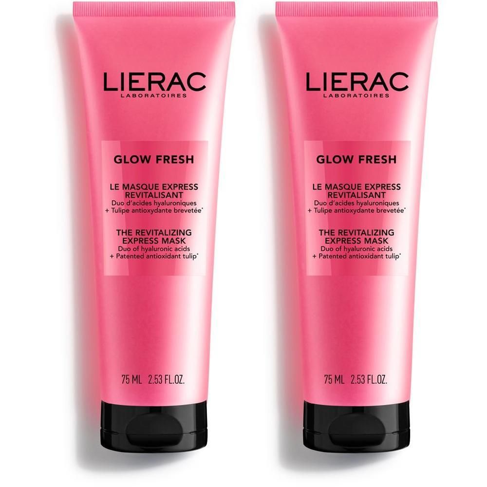 Due tubi rosa Lierac Glow Fresh Maschera, 75ml.