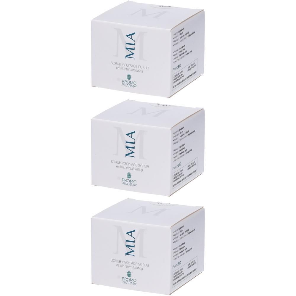 Tre scatole bianche con il nome del prodotto 'MIA SERUM-REFINING SERUM' e il logo PROMO PHARMA.