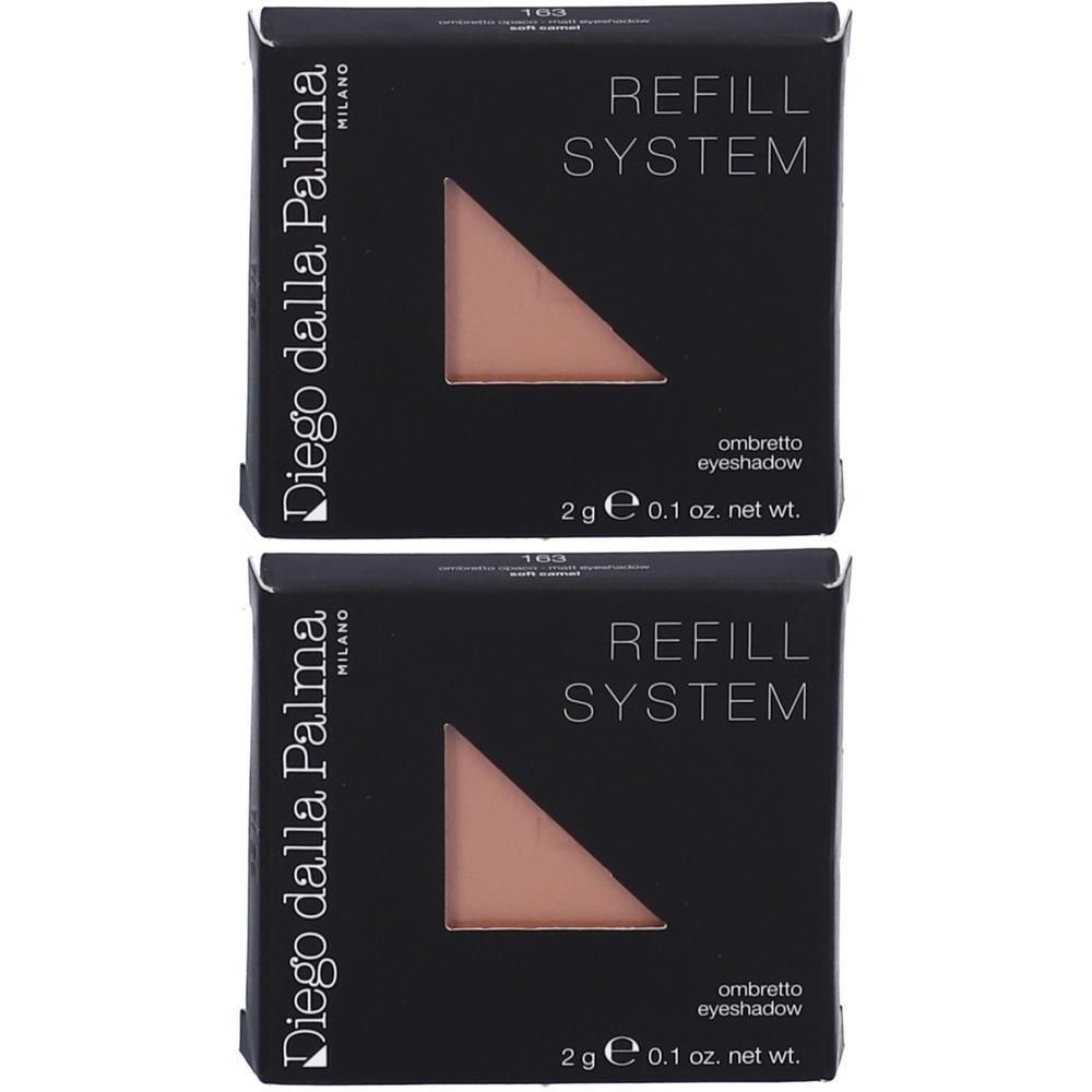 Due scatole Diego dalla Palma Refill System ombretto, 2g ciascuna. Ombretto beige visibile.