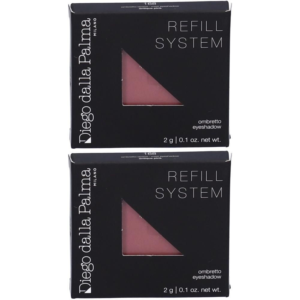 Due scatole Diego dalla Palma Refill System ombretto, 2g ciascuna. Ombretto rosa visibile.