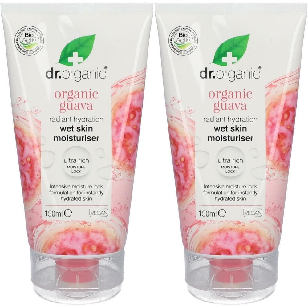 Due tubi di Dr. Organic Guava Idratante Pelle Bagnata, 150ml.