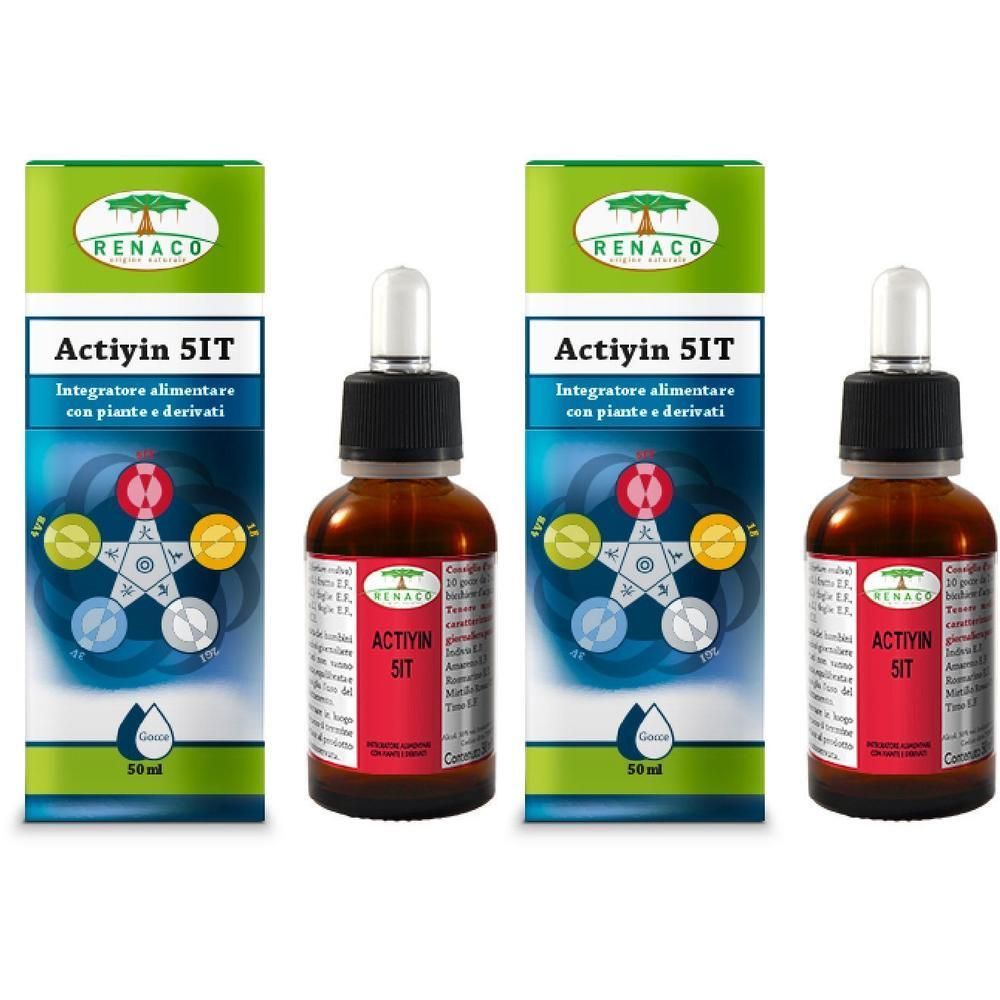 Due flaconi con contagocce e confezione, Actiyin 5IT, Renaco.