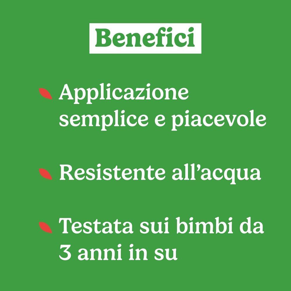Vantaggi della crema solare per bambini: applicazione facile, resistente all'acqua, per bambini dai 3 anni.