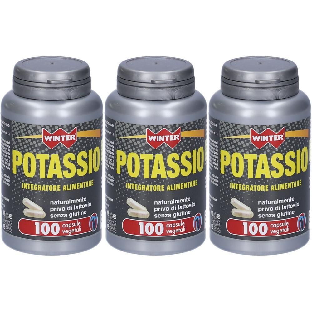 Tre flaconi di Winter Potassio, integratore alimentare, 100 capsule vegetali per flacone.