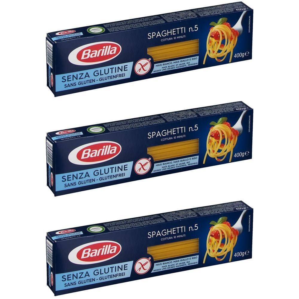 Tre confezioni di Barilla Senza Glutine Spaghetti N.5, 400g.