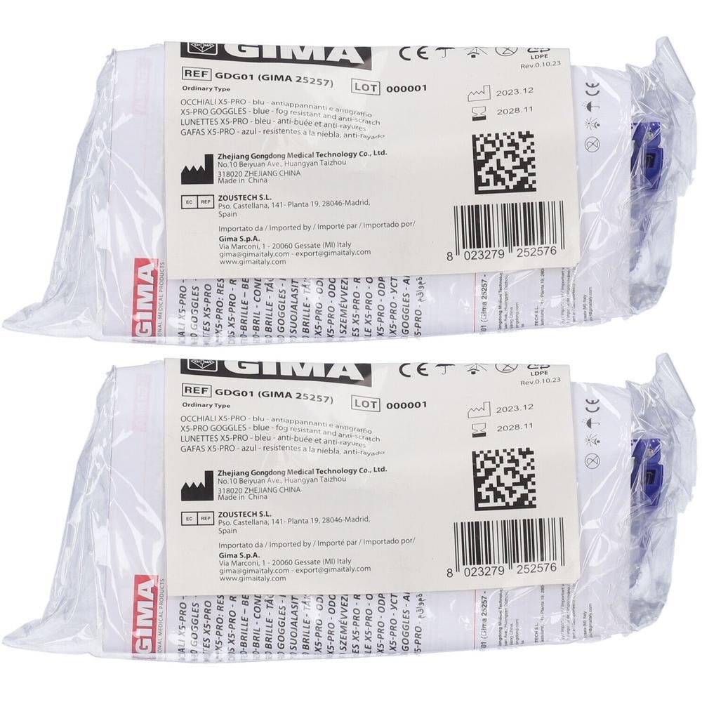 Occhiali X5-Pro Blu Antiappannanti Antigraffio Dpi Classe II