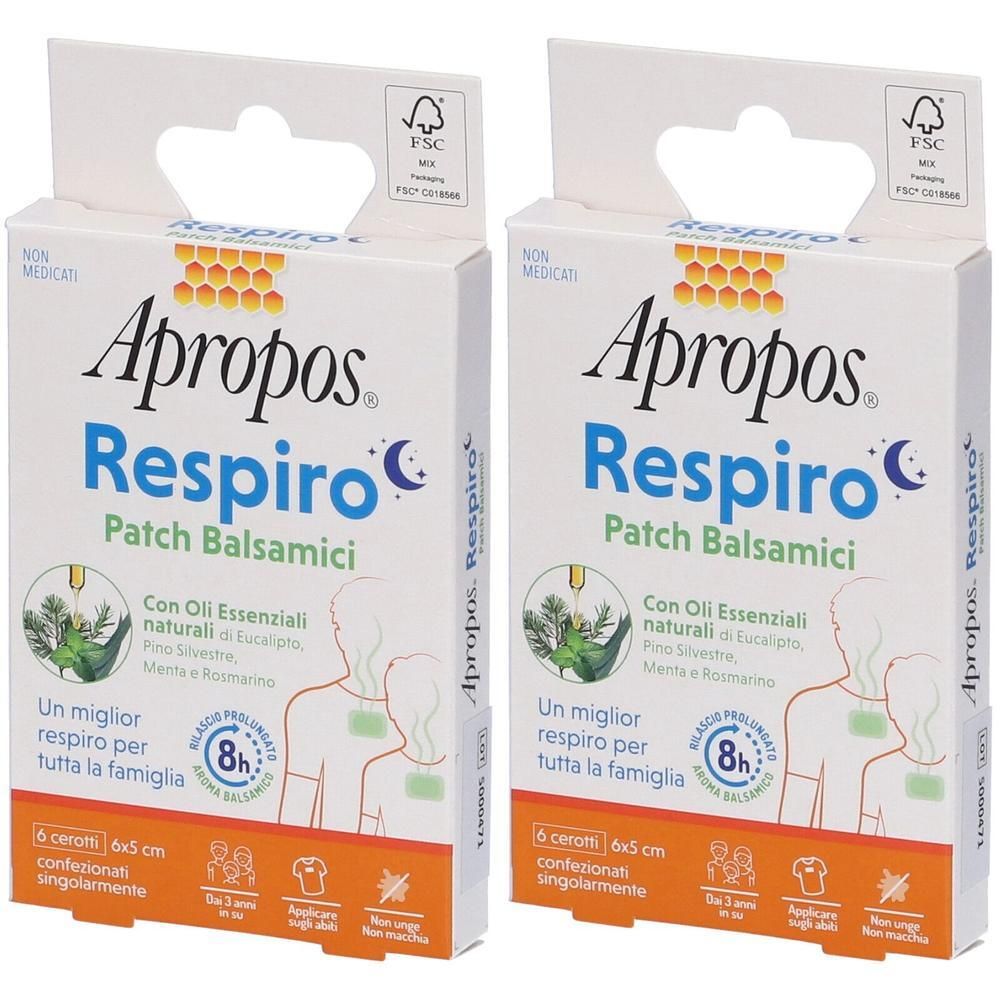 Due confezioni di Apropos Respiro Patch Balsamici, cerotti 6x5 cm.