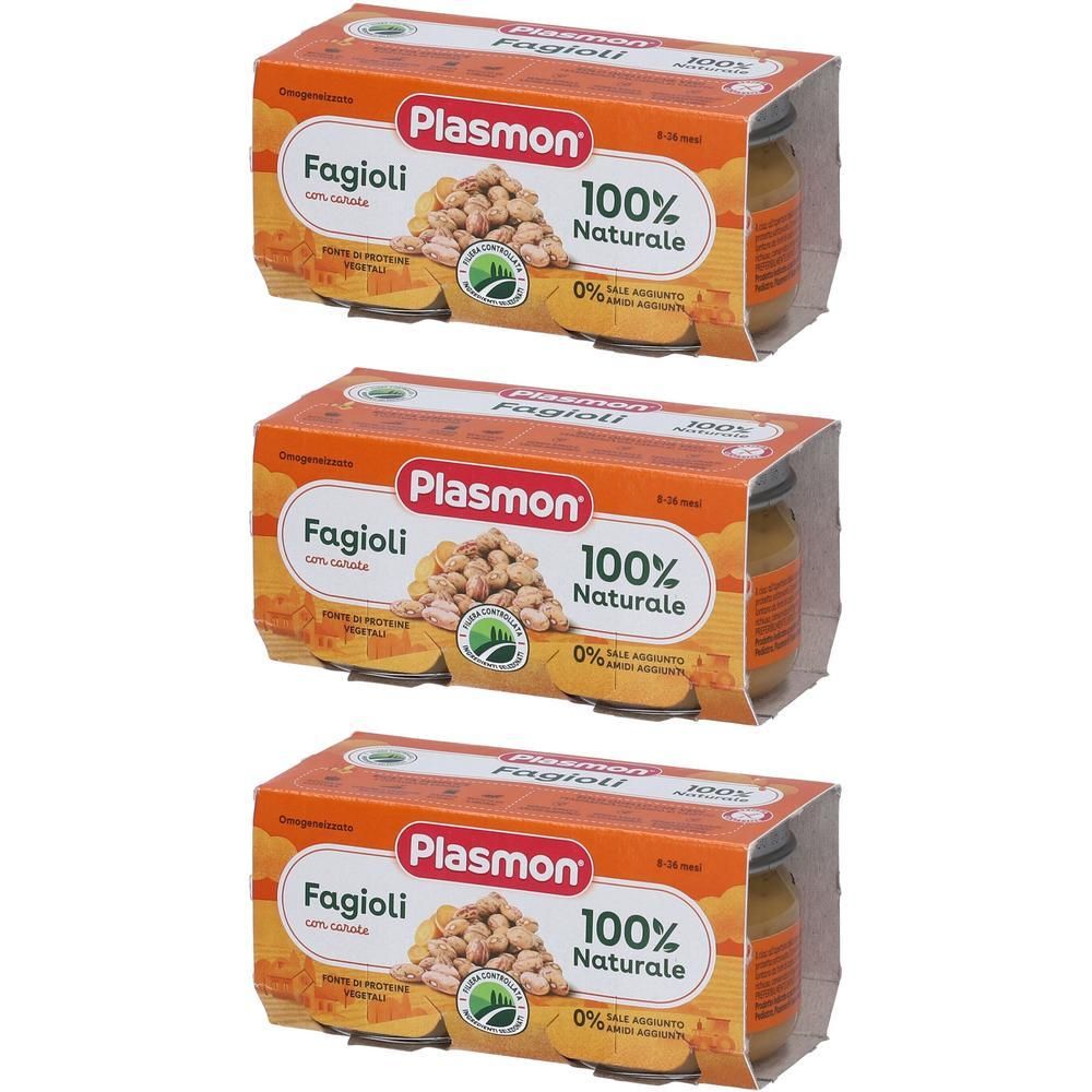 Tre confezioni di Plasmon Fagioli, 100% naturale, con fagioli.