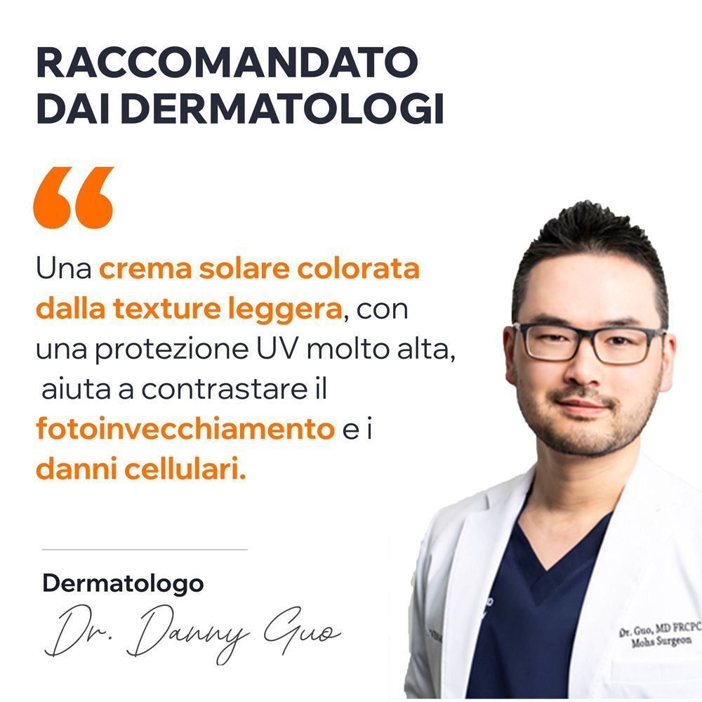Il dermatologo Dr. Danny Guo raccomanda la crema colorata URIAGE Bariésun SPF50+ per un'alta protezione UV.