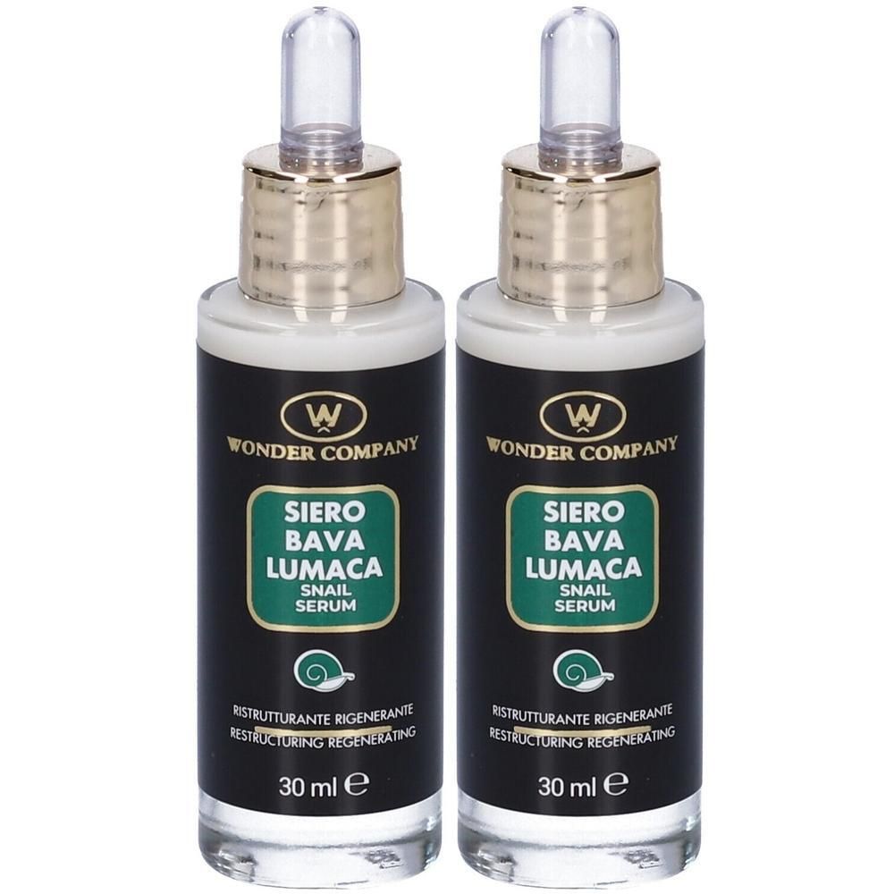 Due flaconi di Wonder Company Snail Serum, 30 ml ciascuno.