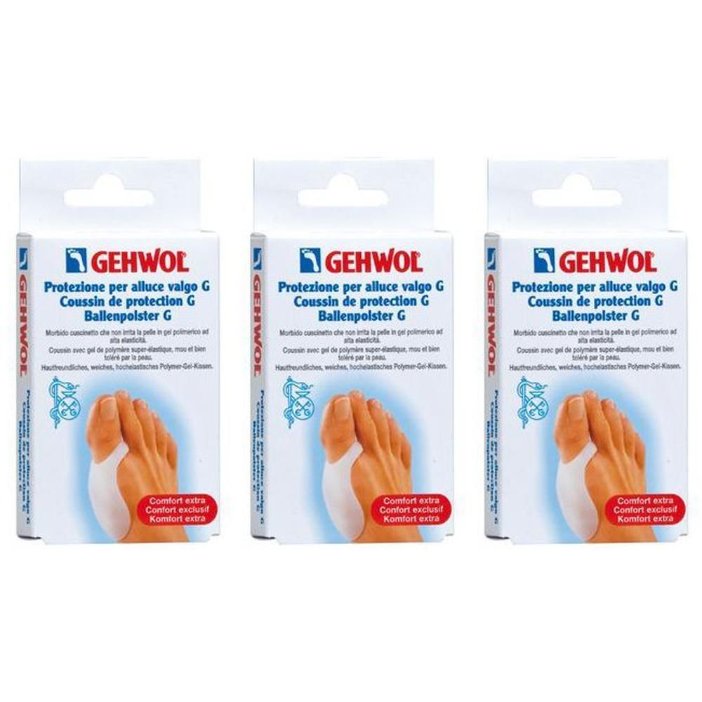 Tre confezioni di cuscinetti Gehwol G per protezione alluce valgo. Cuscinetto in gel bianco per il dito del piede.