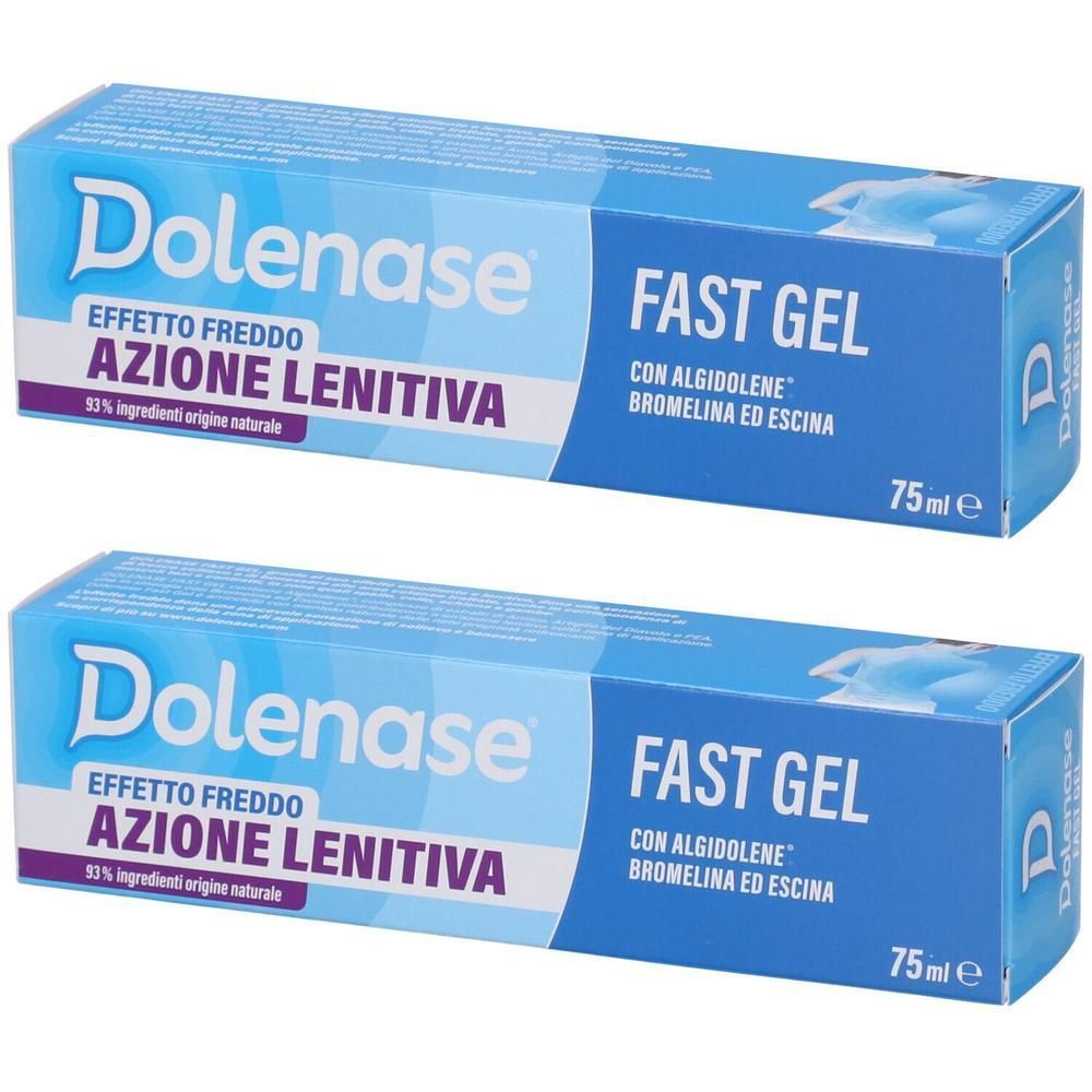 Due confezioni di Dolenase Fast Gel, 75ml. Effetto freddo, azione lenitiva.