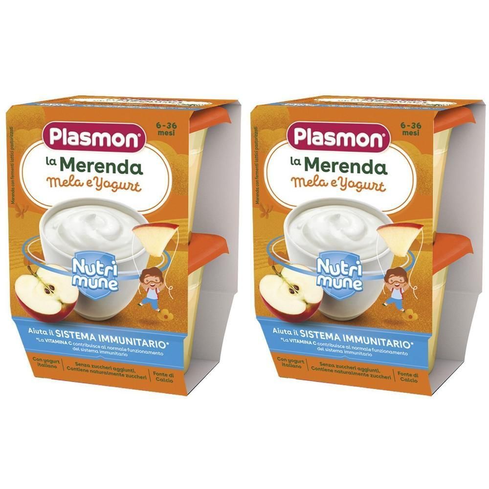 Plasmon La Merenda Dei Bambini Sapori Di Natura Mela Yogurt Asettico 2 X 120 G