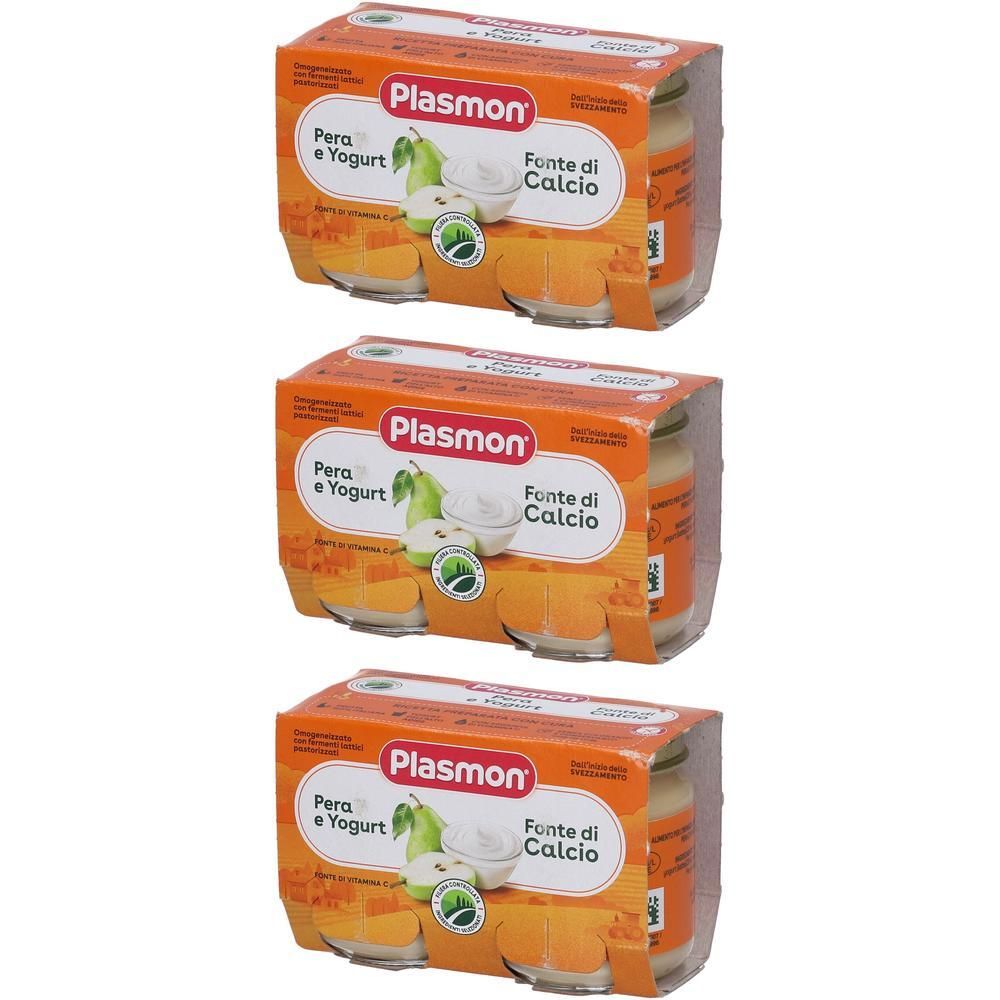 Tre confezioni di Plasmon Pera e Yogurt, Fonte di Calcio.