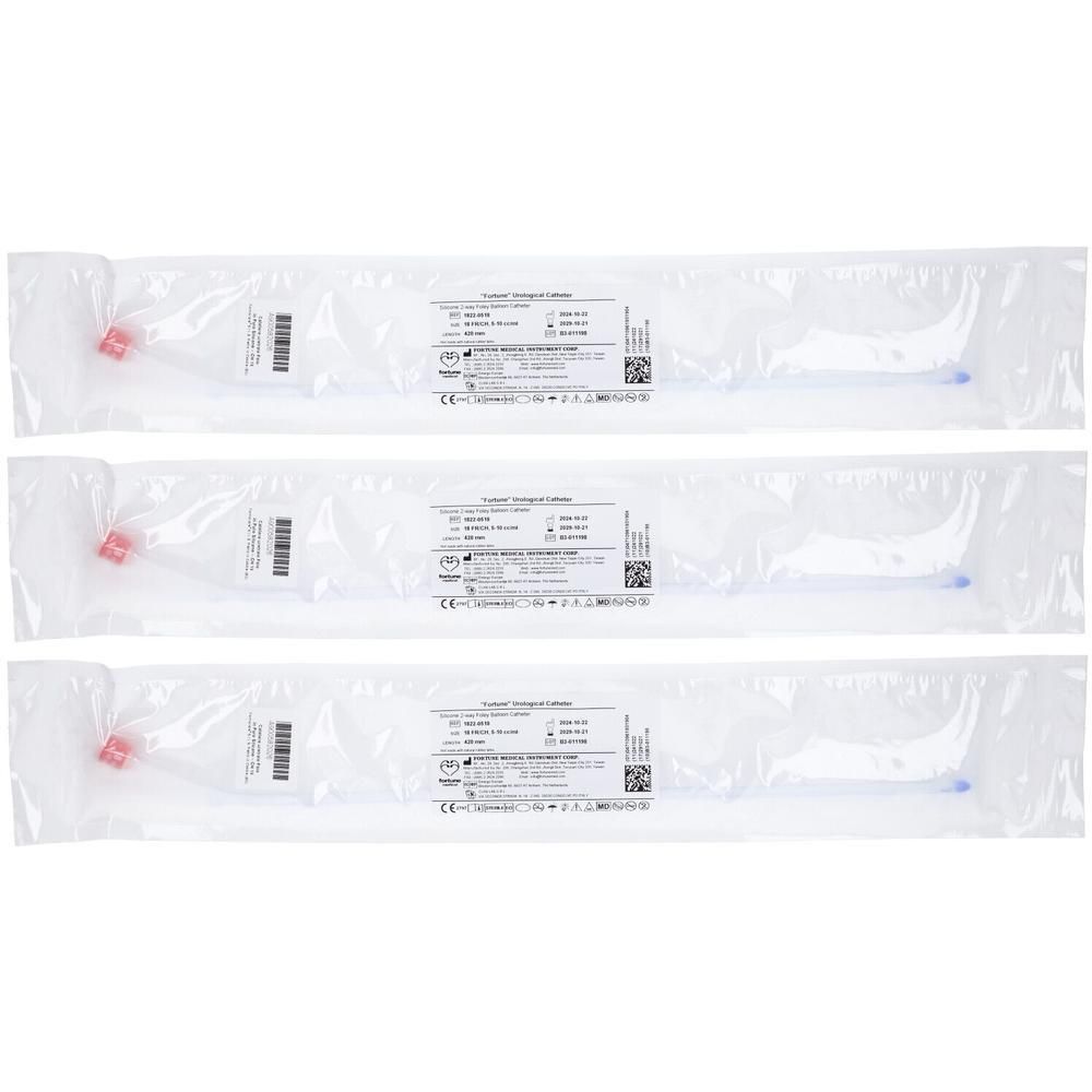 Catetere Uretrale Foley In Puro Silicone Ch18 Due Vie. Punta In Nelaton, Capacita' Del Palloncino 10Ml. Superficie Liscia