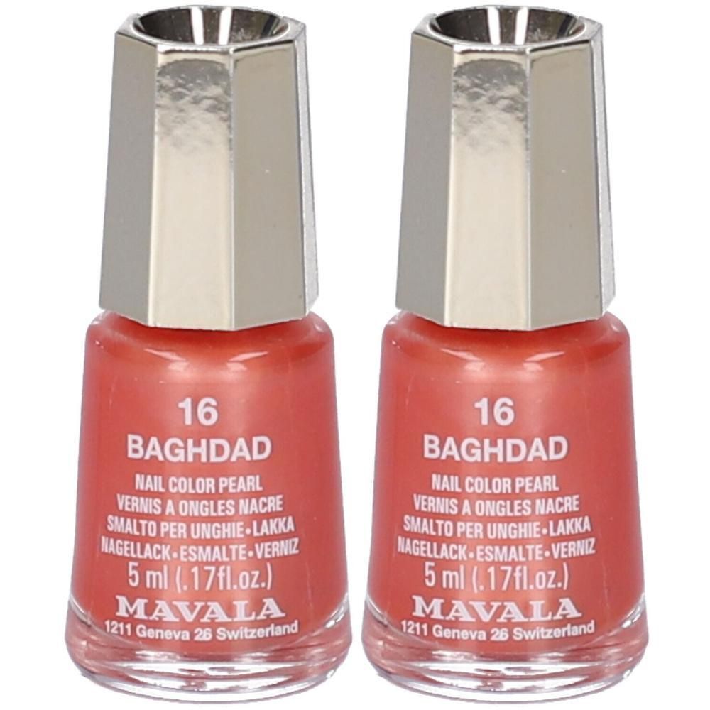 Due boccette di smalto Mavala, colore 16 Baghdad, 5 ml.