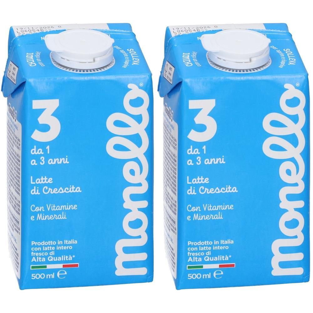 Monello 3 Formula Per La Crescita A Base Di Latte Per Bambini Da 1 A 3 Anni Liquido 500 Ml