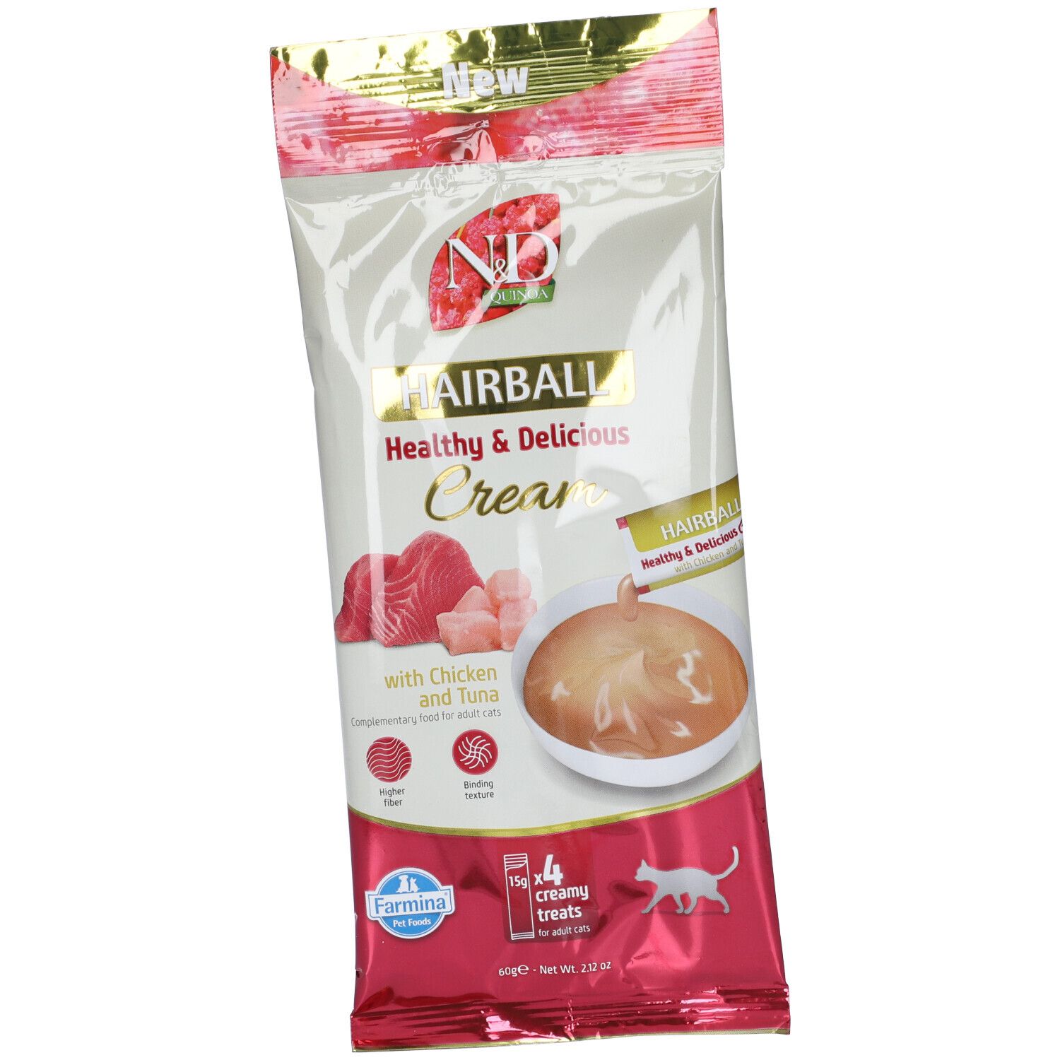 Farmina N&D Quinoa Hairball Healthy & Delicious Cream Con Pollo E Tonno Mangime Complementare Per Gatti Adulti 60 G