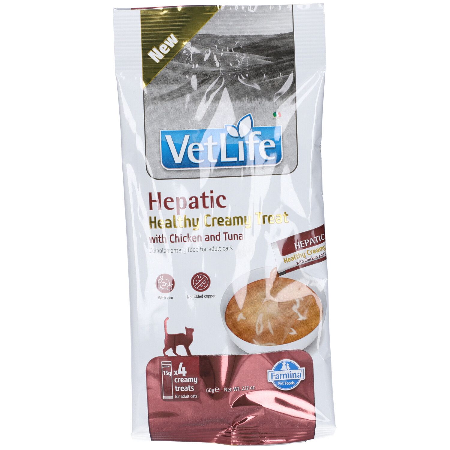 Farmina Vet Life Hepatic Healthy Creamy Treat Con Pollo E Tonno 60 G Mangime