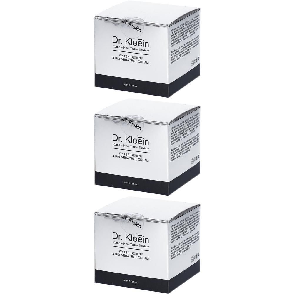 Tre scatole di crema cosmetica Dr. Kleein WATER GENESI® & RESVERATOL CREAM.