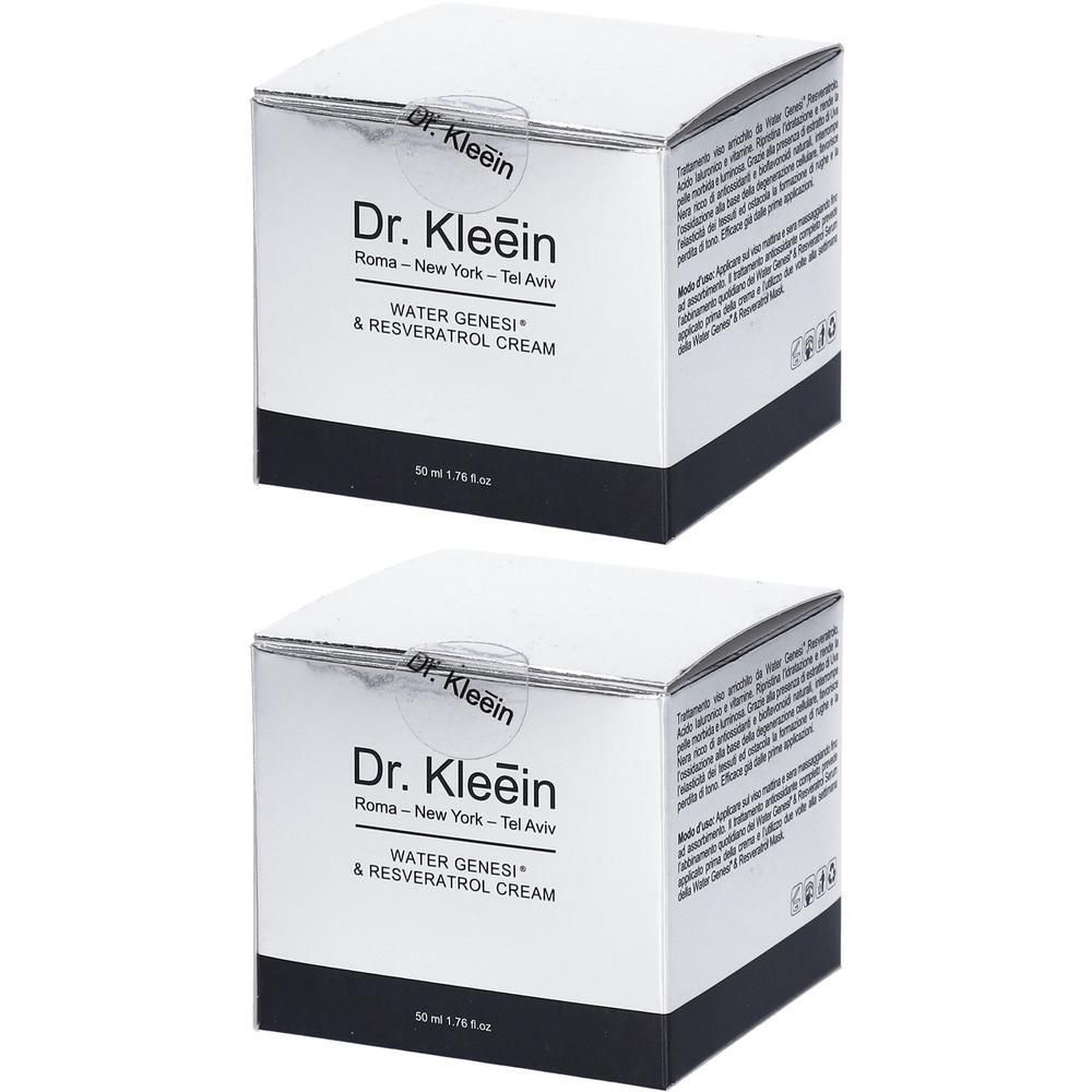 Due scatole di Dr. Kleein WATER GENESI® & RESVERATOL CREAM.