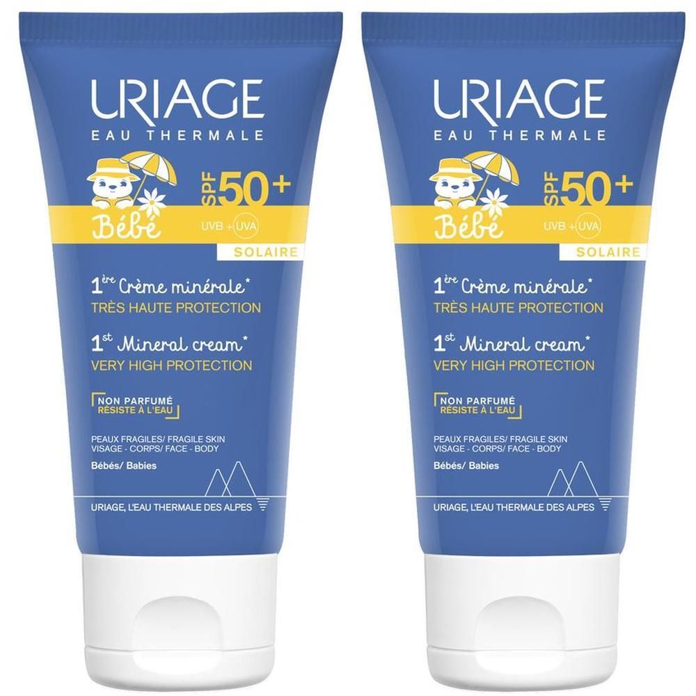 URIAGE BEBE 1a Crema solare Minerale viso SPF50+, pelle sensibile di neonati, bambini