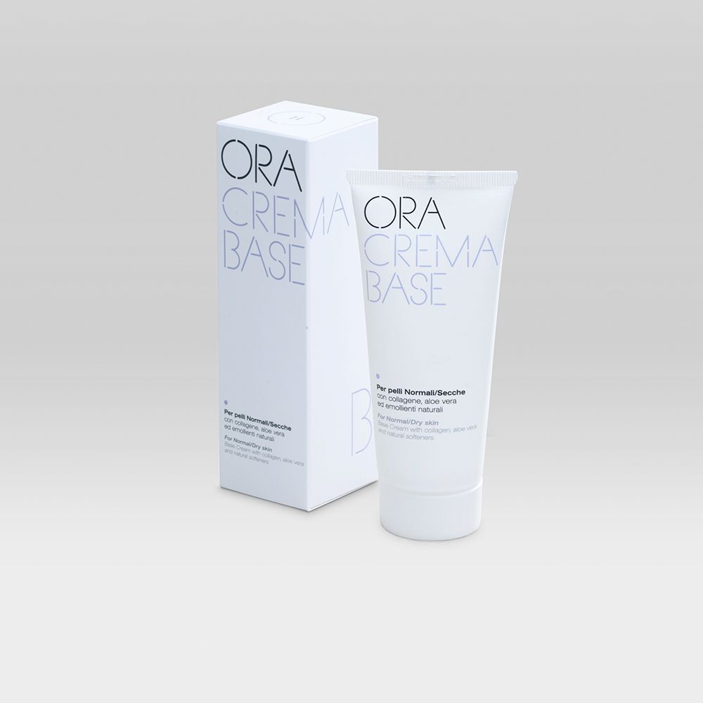 Tubo e scatola ORA Crema Base per pelli normali e secche.
