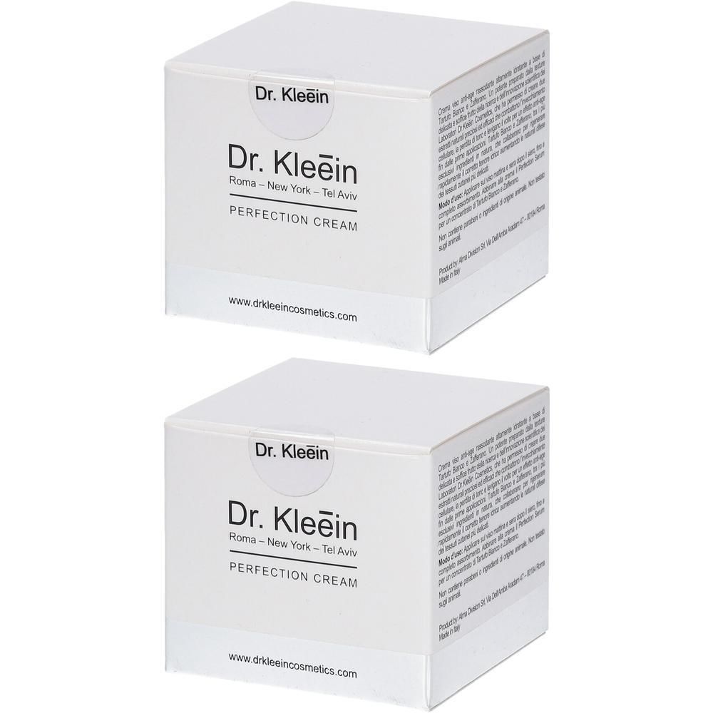 Due scatole bianche con la scritta Dr. Kleiin PERFECTION CREAM.