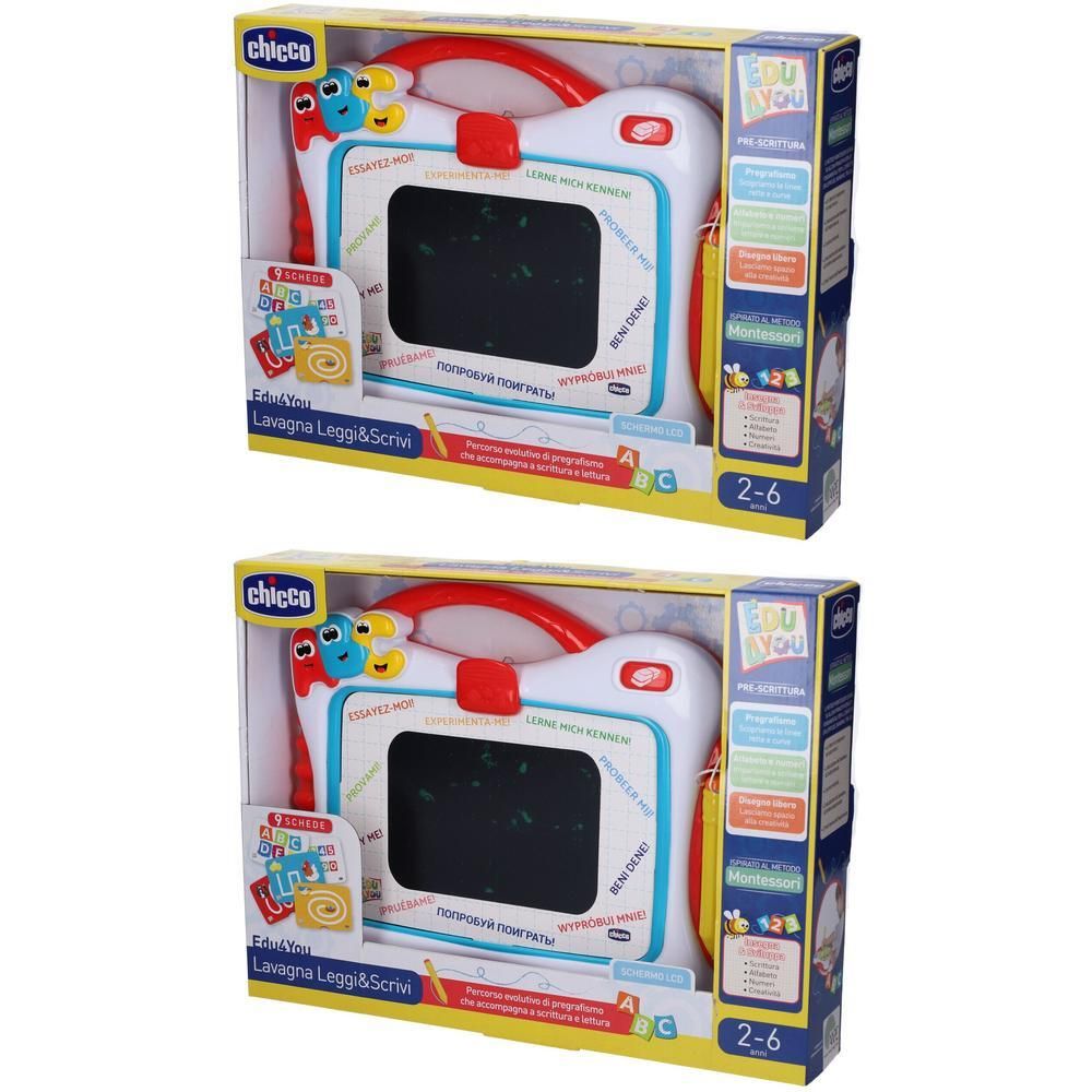 Lavagna Chicco per disegnare con pennino e manico, bianca e rossa, per bambini da 2-6 anni.