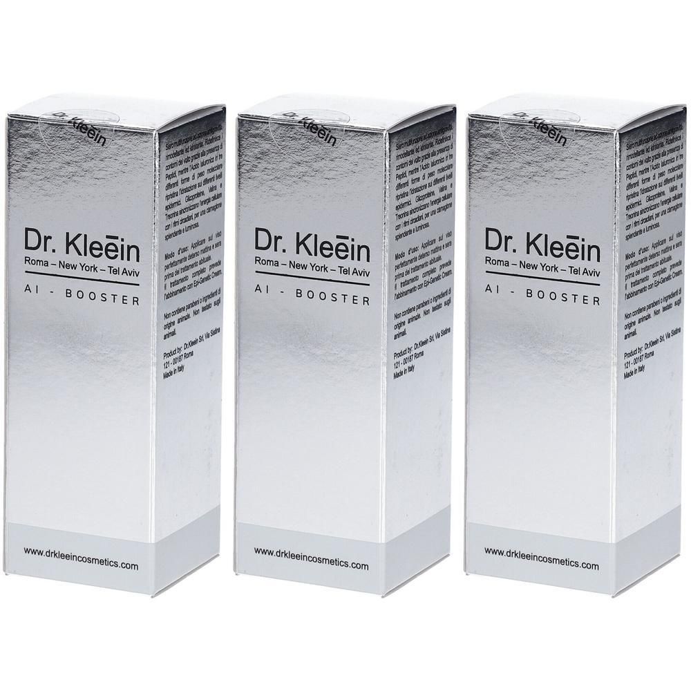 Tre confezioni di cosmetici Dr. Klein AI-BOOSTER, colore argento.