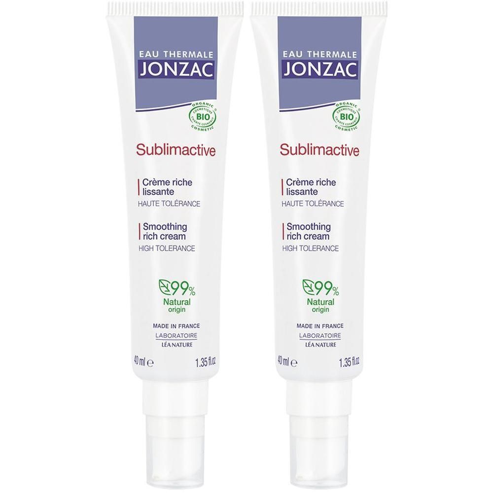 Due tubetti di Eau Thermale Jonzac Sublimactive Crema Ricca Levigante, 40ml.