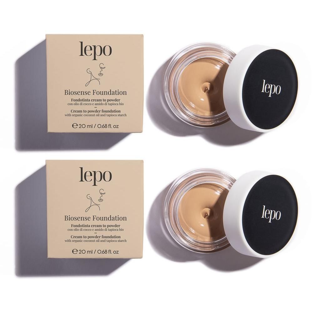 Lepo Biosense Foundation in un contenitore di vetro con coperchio nero.