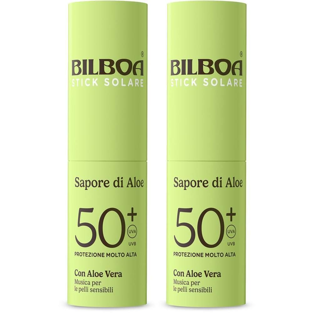 Due stick solari Bilboa SPF 50+ con Aloe Vera, verde chiaro.