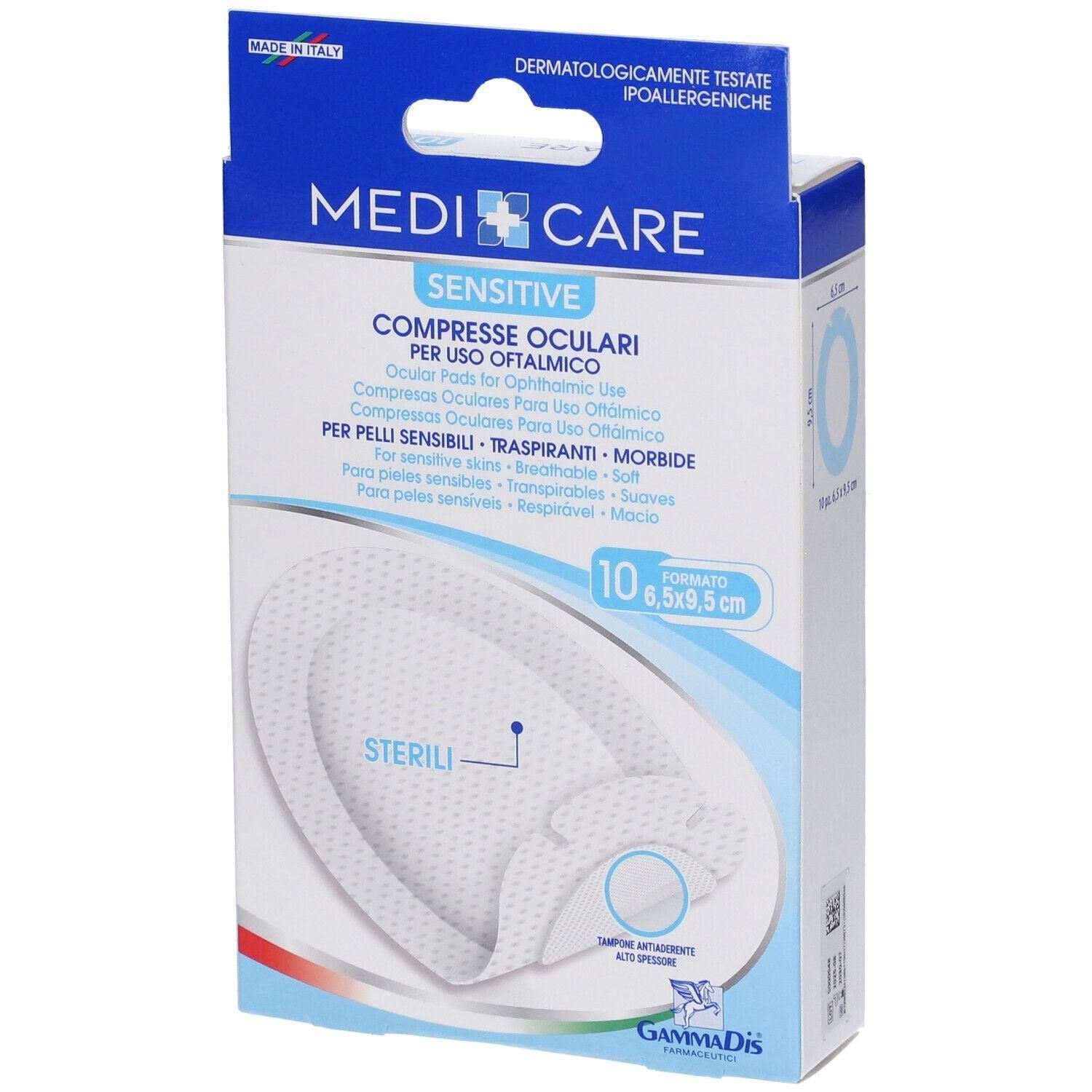 Medicare Sensitive Compresse Oculari, 10 pezzi, 6,5 x 9,5 cm.